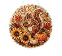 Decoración otoñal con pintura diamante Decoración Mural Animales Calabazas