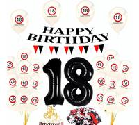 Decoración para 18 cumpleaños para hombres, decoración para 18 cumpleaños hombre mujer, señales de tráfico, guirnaldas, globos y pancartas para una celebración creativa