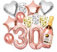Decoración para 30 Cumpleaños para Mujer, Globo 30 Años Mujer Cumpleaños, Oro Rosa Números Globo Set, para 30 Años Fiesta de Cumpleaños