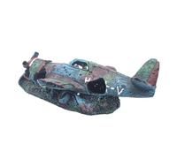 Decoración para Acuario avión de Caza | de Resina para acuarios con ruinas submarinas | Modelo Realista de avión hundido para paisajes acuáticos, Accesorios para Acuario de Peces