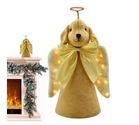 Decoración para árbol | Ángel de perro con luces para decoración del hogar - Bonito adorno de árbol de ángel de Navidad para interiores y exteriores, chimenea, granja, fiesta, jardín, patio, porche