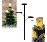 Decoración para árbol de candelabro, portavelas de metal, 3 niveles, color negro, decoración de Navidad única, árbol de Navidad iluminado (1 unidad)