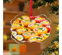 Decoración para árbol de Navidad con imagen japonesa de sushi, para amantes del pan, bar, restaurante, cafetería, pub, recuerdo único, discos acrílicos transparentes, amantes del ramen, amantes de la