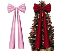 Decoración para árbol de Navidad con lazo Rosa, lazos grandes de Navidad de 6 pies, lazo gigante de terciopelo para decoración de ventana, chimenea, pared, puerta, interior