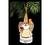 Decoración para Árbol de Navidad - Enano Jardín Ángel Con Cerveza - Bola Regalo