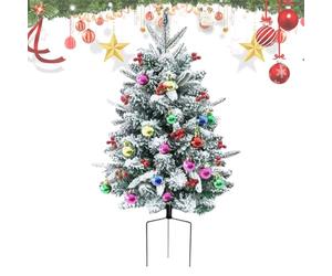 Decoración para árbol de Navidad - Escarcha de Nieve 75 cm - Árbol de Navidad preiluminado | para Exteriores, jardín, balcón, apartamento, casa