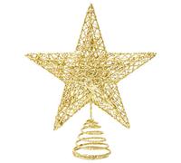 Decoración para árbol de Navidad, estrella dorada con purpurina de 10 pulgadas con diseño hueco, estrella para decoración de árbol de Navidad