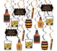 Decoración para colgar en fiestas de cumpleaños de whisky para hombres, de edad a perfección, suministros de fiesta de whisky, cerveza, remolinos colgantes de techo para decoraciones de cumpleaños