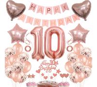 Decoración para Cumpleaños de Niña 10 Años en Oro Rosa con Globos