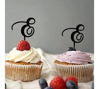 Decoración para cupcakes con inicial E de una sola letra, monograma, nombre, cuernos, flecha, flecha, rosa, playa, para decoración de boda, aniversario, reutilizable, personaliza tus propios adornos