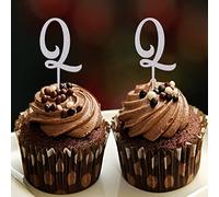 Decoración para cupcakes con monograma de letra Q con inicial de una sola letra plateada con purpurina para decoración de tartas de boda, compromiso, ramas divertidas, hojas, personalizables