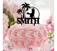 Decoración para cupcakes con temática de playa Mr & Mrs Tropical Engagement Script Font Cake Cupcake Toppers for Engagement Wedding Decoration Decorative Elegant Romantic Apellido Despedida de soltera