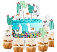 Decoración para cupcakes de alpaca con forma de cactus, 48 unidades, taco mexicano, llama, fiesta, Cinco de Mayo, suministros para fiestas de cumpleaños y baby shower