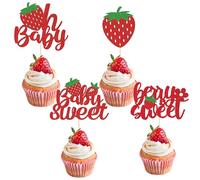 Decoración para cupcakes de baby shower, 36 piezas, decoración para cupcakes de Oh Baby, decoración para tartas de fresa, fiesta temática de niñas, decoraciones de cupcakes para aniversarios, bodas