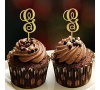 Decoración para cupcakes de boda con letra G, monograma inicial, apellido para boda, aniversario, fiesta, suministros románticos, corona floral, personaliza tus propios adornos para cupcakes, regalos