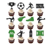 Decoración para cupcakes de fútbol, púas deportivas 2D, 12 piezas de decoración para cupcakes de fútbol, para postres y eventos de pastelería, hogar, escuela, juegos, celebraciones, cumpleaños