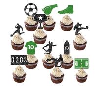 Decoración para cupcakes de fútbol, púas deportivas 2D, 6 cm, banderas deportivas para cupcakes, decoraciones de fiesta de fútbol, diseño de eventos de pastelería, para postre, hogar, escuela, juegos
