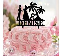 Decoración para cupcakes tropicales de Lesbian Mrs & Mrs. Silueta femenina con guión para tarta para despedida de soltera, aniversario, decoración, personalizada, Love Is Love Brides, silueta acrílica