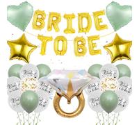 Decoración para despedida de soltera, color verde salvia, pancarta de diamante con corazón verde, estrella dorada, globo de aluminio para despedida de soltera, decoración de boda, despedida de soltera