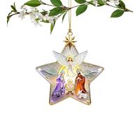 Decoración para el Belén - Artesanía en forma de estrella con un elegante motivo angelico,una decoración navideña religiosa | Para mujeres y adultos familia casa puerta coche guirnalda ramas