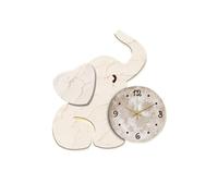 Decoración para el hogar elefante lámpara de pared decoración con reloj y control remoto para sala de estar, 3D moderno, sin tocar silencio grande relojes de pared, arte escultura reloj art(blanco