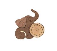 Decoración para el hogar elefante lámpara de pared decoración con reloj y control remoto para sala de estar, 3D moderno, sin tocar silencio grande relojes de pared, arte escultura reloj art(Brown,80cm