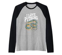 Decoración para entusiastas de los reptiles I Love Pythons Camiseta Manga Raglan