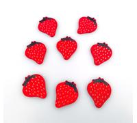 Decoración para esparcir fresas de madera, 1 bolsa de 40 unidades, decoración veraniega rojo y blanco - Mini decoración de fresa para decoración de mesa - 582161