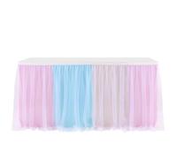 Decoración para faldón de mesa de fiesta, Falda de mesa tul multicolor, varios tamaños, cumpleaños, bodas, decoración del hogar(Three Colors,6FT 1.83x0.77m)
