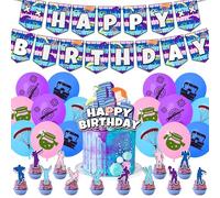 Decoración Para Fiestas de Cumpleaños de Videojuego, SANYUANHE 30 Pieza Kit Fiesta Temática de Video Game,Globos de Cumpleaños del Juego,Cupcake Topper Happy Birthday Banderola Baby shower