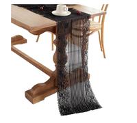Decoración para la Mesa del Comedor, Camino de Mesa Encaje Bohemio for Fondo fotografía Boda, Multicolor, 38x(90-300) cm(Black,38x140cm(14.9x55.1in))