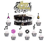 Decoración para Pasteles de Fiesta Musical - Kit de 23 Piezas Cupcake Topper con Notas Brillantes, Adornos Temáticos de Música para Cumpleaños, Discoteca y Fiestas Rock
