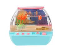 Decoración para pecera de acuario con luz de dibujos animados casa de juego para el hogar azul, 17 x 9,5 x 14 cm