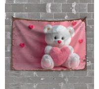 Decoración para puerta de dormitorio, diseño de oso de peluche con un corazón, decoración de pared para dormitorio, decoración de pared sobre la cama (75 x 100 cm)
