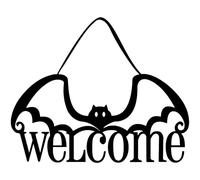 Decoración para puerta delantera, letrero de bienvenida, murciélago de fieltro, decoración colgante de Halloween