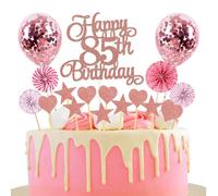 Decoración para tarta 85 cumpleaños oro rosa niño niña Feliz 85 cumpleaños decoración para tarta con purpurina 85 decoración para tarta de cumpleaños Feliz 85 decoración para tarta de cumpleaños 85