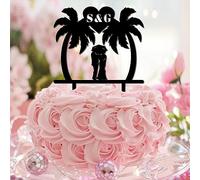 Decoración para tarta con temática de playa Mr & Mrs Tropical Engagement Script Cup Cake Topper Bride And Groom Love Theme Acrylic Black Anniversary Engagement Cake Decor Regalos personalizados para