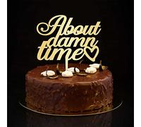 Decoración para tarta con texto en inglés "About Damn Time" con silueta de Mr & Mrs, personalizada, romántica, novia y novio, decoración para tartas de compromiso, novia, futura fiesta, regalos de