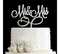 Decoración para tarta con texto en inglés «Mr and Mrs» y texto «Bride And Groom» (acrílico)