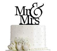 Decoración para tarta con texto en inglés «Mr and Mrs» y texto «Bride And Groom» (acrílico)