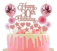 Decoración para tarta de 30 cumpleaños de oro rosa para niño y niña, decoración para tarta con purpurina de feliz 30 cumpleaños, decoración para tarta de 30 cumpleaños, decoración para tarta de feli