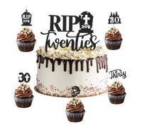 Decoración para tarta de 30 cumpleaños, diseño de los años veinte, estilo gótico, con purpurina negra, ideal para hombre, Decoración de fiesta con lápida,ideal para tarta de 30 decoracion cumpleaños