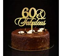 Decoración para tarta de 60 y 60 años de edad, decoración de fiesta de cumpleaños con purpurina dorada para 60 años, decoración de fiesta de cumpleaños, nombre personalizado, cualquier número de edad