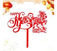 Decoración para tarta de Año Nuevo, acrílico 2D, suministros de cumpleaños del año del caballo, decoración de cupcakes, para padres, niños, adultos, panaderías, hogar, reuniones familiares, graduación