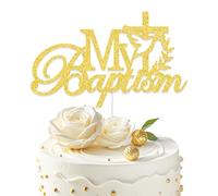 Decoración para tarta de bautizo, decoración para baby shower de primera comunión, suministros de fiesta de bautizo para bendecir a este niño, decoración para tartas de bautizo, color dorado