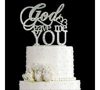 Decoración para tarta de boda con diseño de God Gave Me You para bodas, compromisos, bodas y fiestas (acrílico con purpurina plateada)