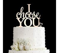 Decoración para tarta de boda con texto "I Choose You" para bodas, compromisos, bodas y fiestas (espejo de oro rosa acrílico)