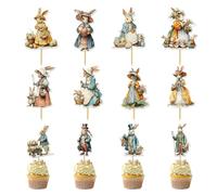 Decoración para tarta de conejo de Pascua, de letreros de animales, decoración de Pascua para celebración de festivales, comida de cumpleaños, manualidades, horneado