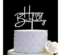 Decoración para tarta de cumpleaños con espejo acrílico plateado