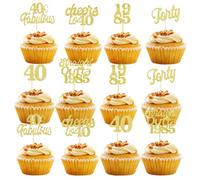 Decoración para tarta de cumpleaños de 40 años, 1985 para cupcakes, 40 fabulosos números 1985, cupcakes felices para 40 cumpleaños, aniversario de boda, fiesta, decoración de tartas, accesorios